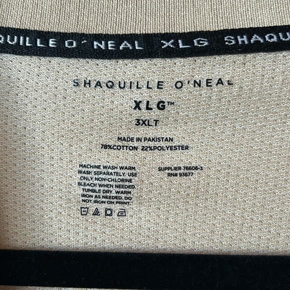 Shaquille O'Neal Big&Tall Mens Classic Fit Short Sleeve Zip Collar Polo Shirt - Picture 3 of 5